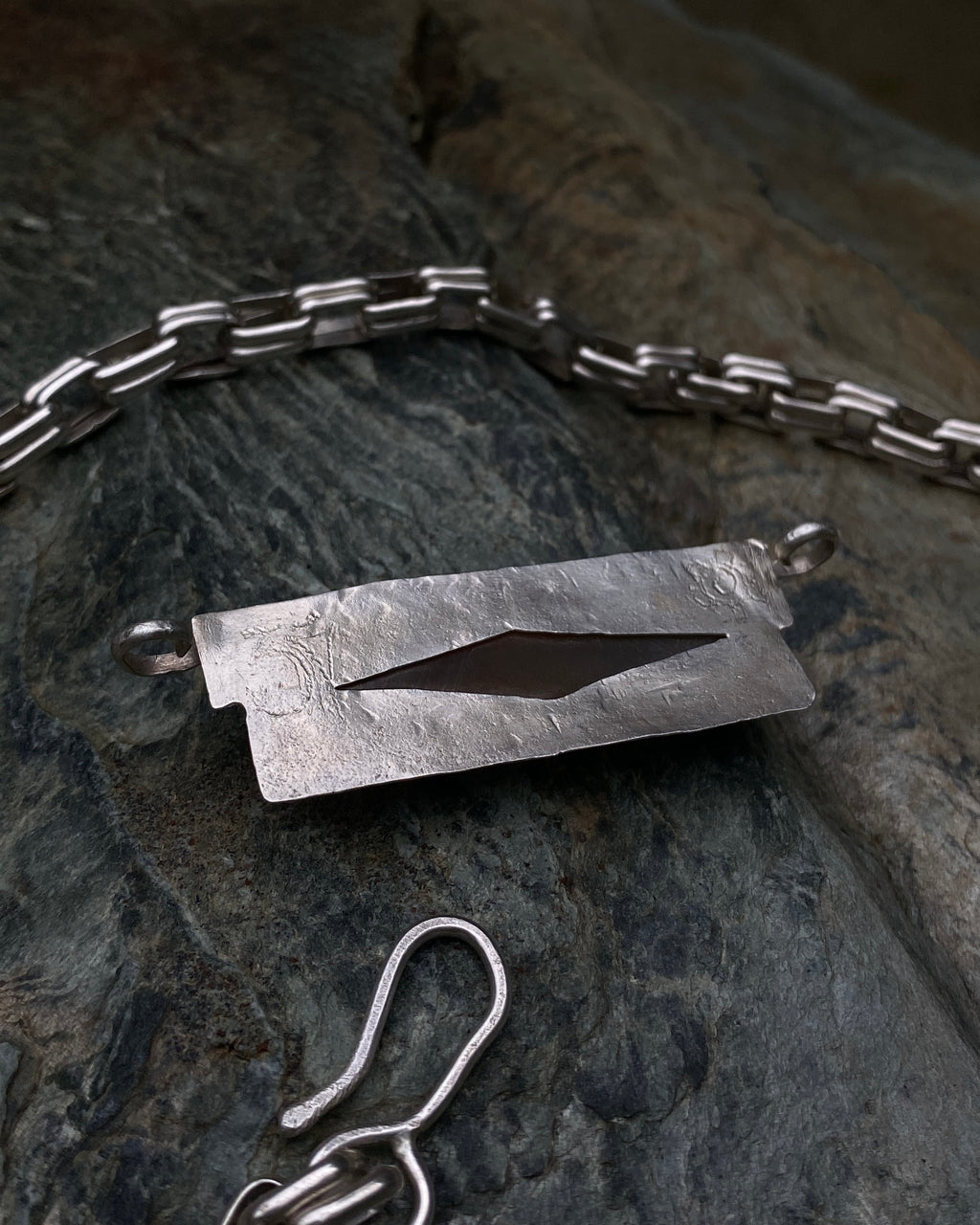 Double link chain with Carnelian pendant
