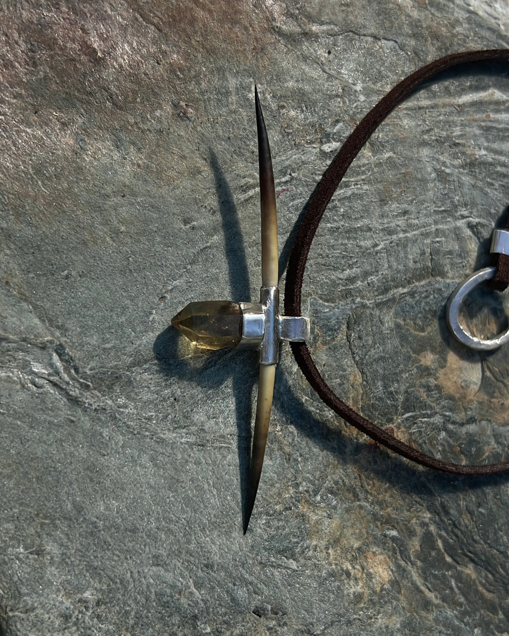 Citrine & echidna quill necklace