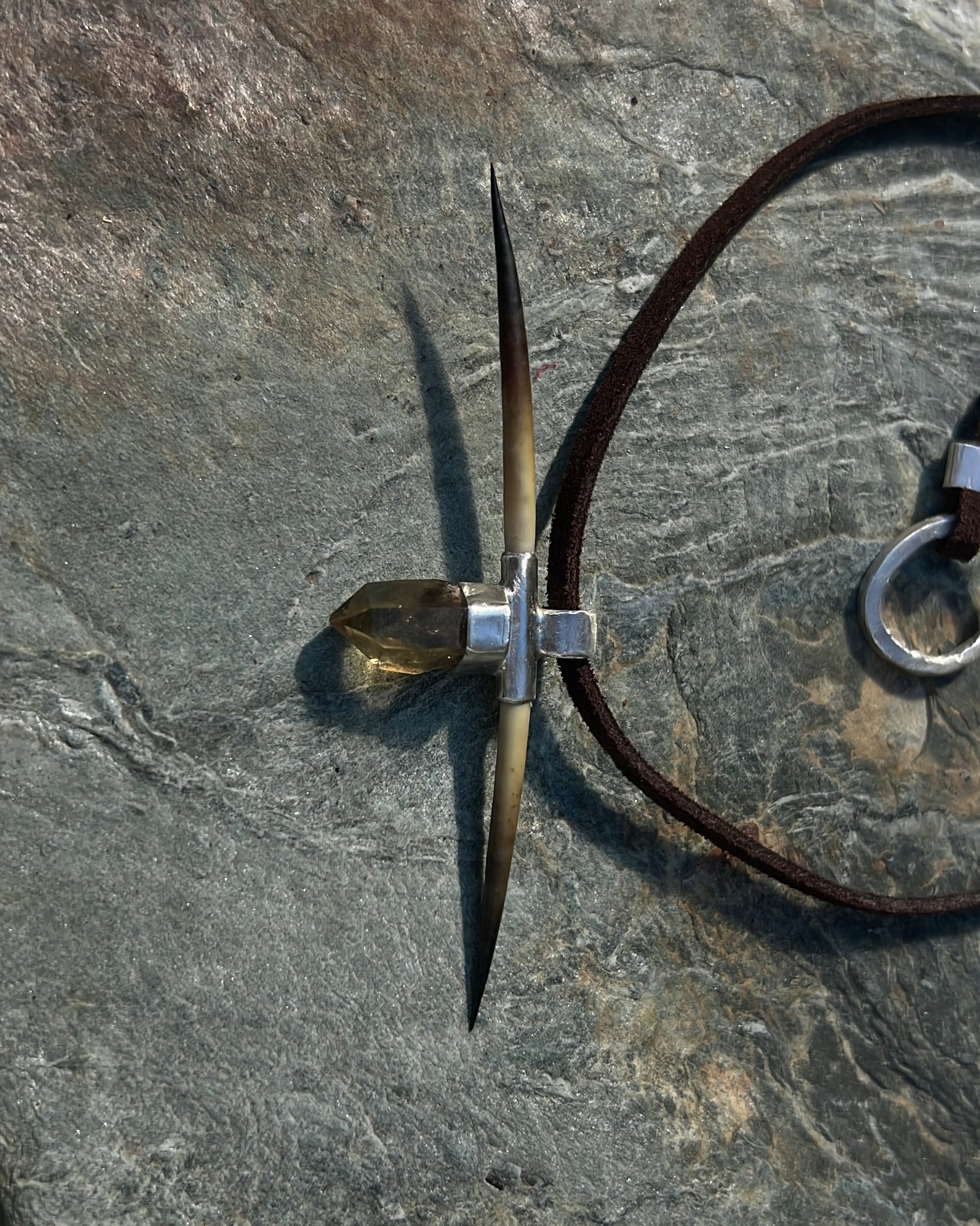 Citrine & echidna quill necklace