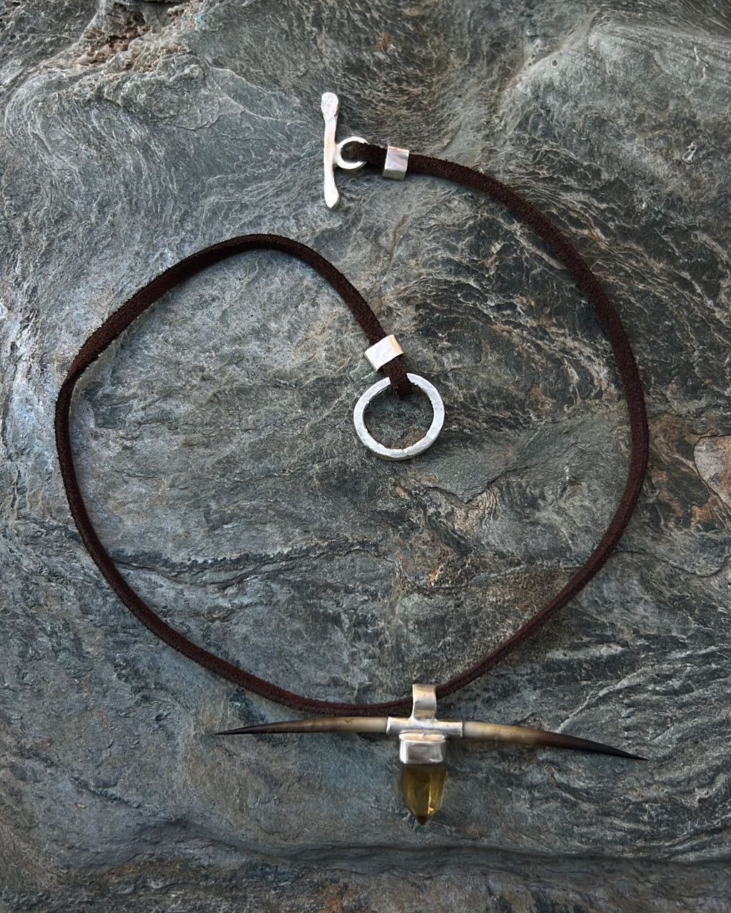 Citrine & echidna quill necklace